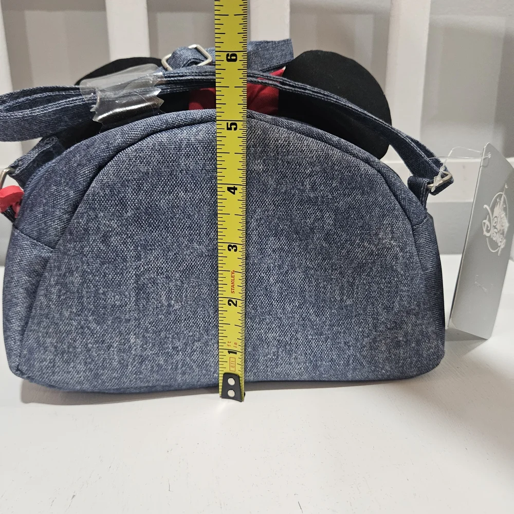 Disney Denim Kids Bag with Red Bow and Black Ears